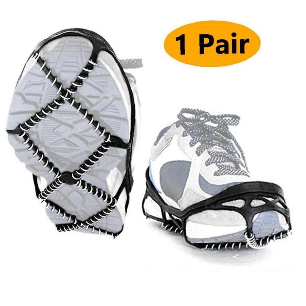 Poignées de Traction Bottes de randonnée antidérapantes Chaussures Crampons Crampons à Glace pour Sports de Plein air Alpinisme Marche Jogging Randonnée Noir 1 Paire