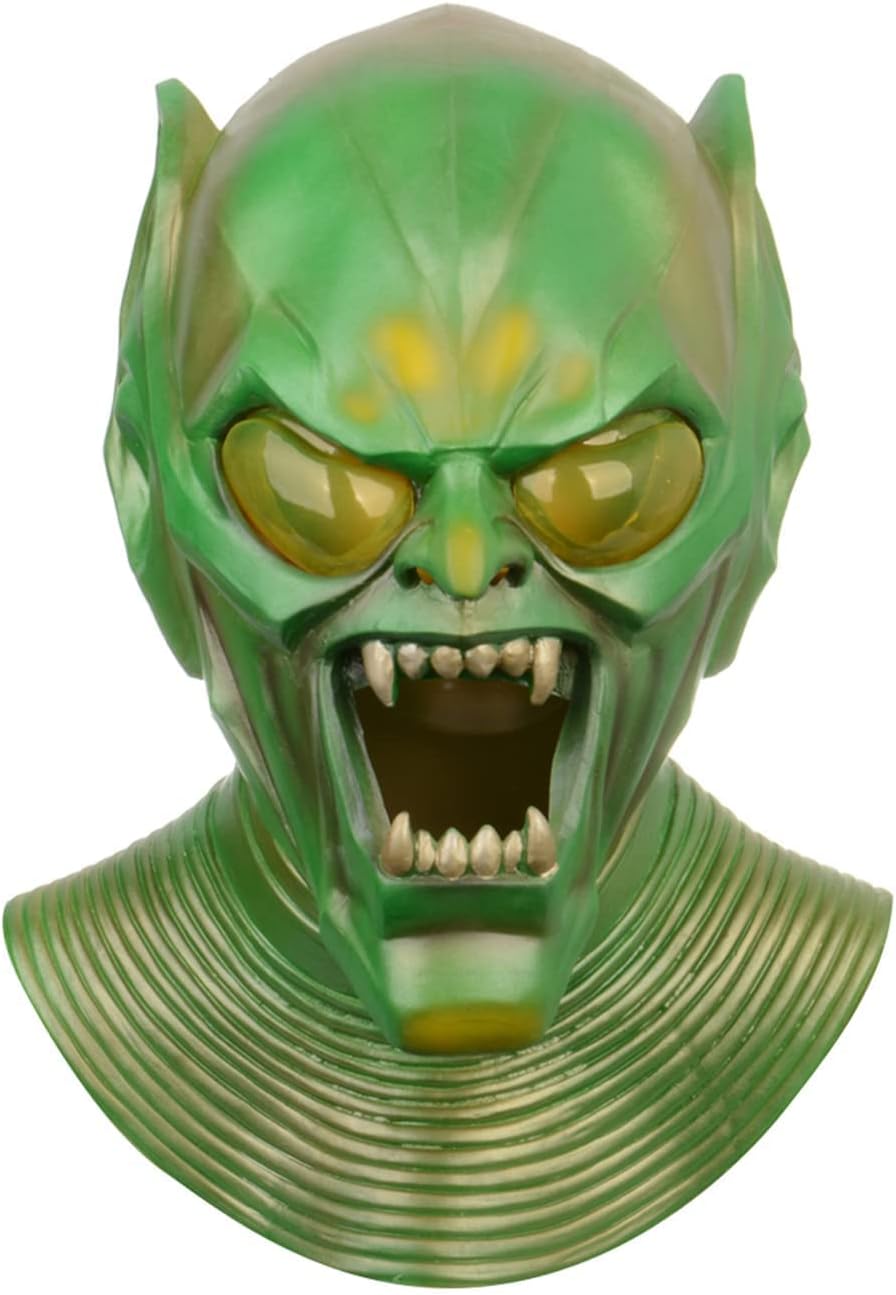 RRANYFGoblin Costume,Latex Green Mask for Cosplay Party Birthday Halloween Christmas Kids Adult
