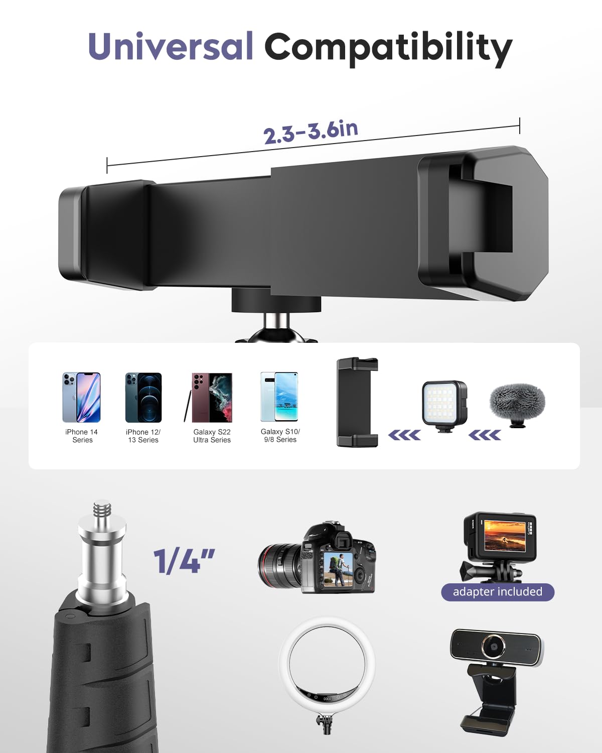 Aureday Phone Tripod, 92" Cell Phone Stand with 15" Gooseneck, Remote and Phone Holder, Overhead & Selfie Stick for Recording/Watching/Vlog, Compatible with iPhone Android: 92in Black