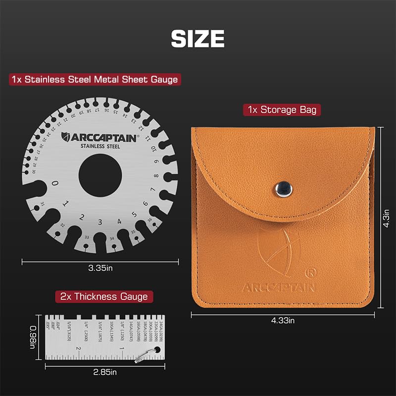 Image of ARCCAPTAIN Metal Gauge Thickness Tool, Metal Thickness Gauge, 1 Set