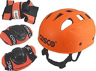 Cosco 4 in 1 Plastic Skating Protective Kit Includes Head, 2 Knee 2 Elbow & 2 Pam Guards, Black for Kids and Beginner