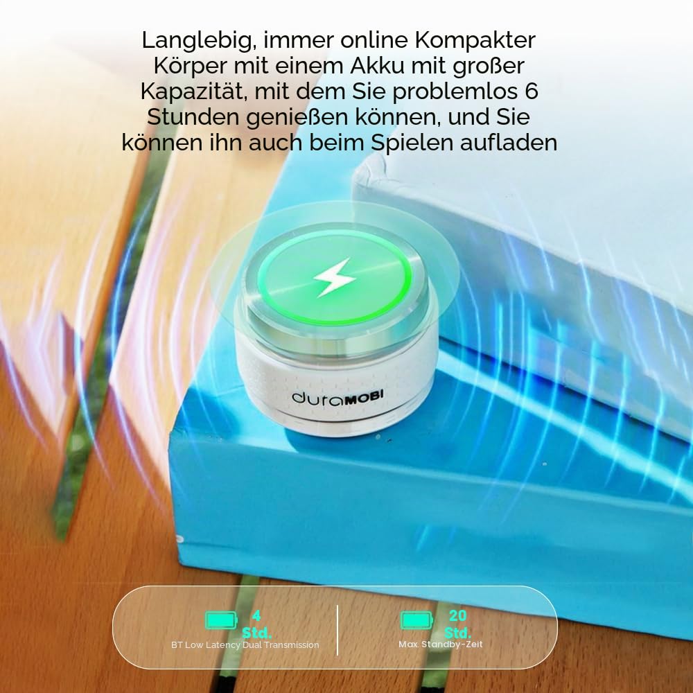 Matybobe Kabelloser Knochenleitungs Lautsprecher, Kabelloser Knochenleitungs Lautsprecher mit Stereo Sound LED Leuchten, Kreativer Tragbarer Mini Musikplayer, IP54 Wasserdicht, mit 450mAh Akku