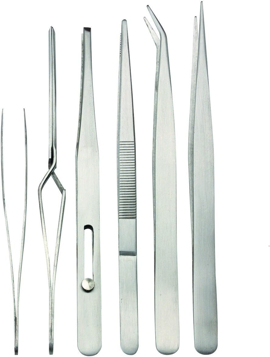 6Pc Stainless Steel Tweezers Set Die Cast Modeling Kit Cars Trains Hobby can work with paints and moisture
