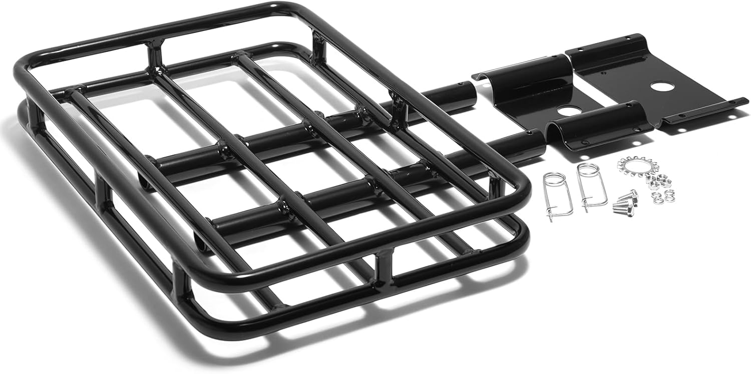 TOFR 16"x10.5"x1.5" Universal Motorcycle Trailer Hitch Luggage Rack Quick Release Design Cargo Rack For Camping, Traveling, GL1500 GL1800 Gold Wing Gloss Black
