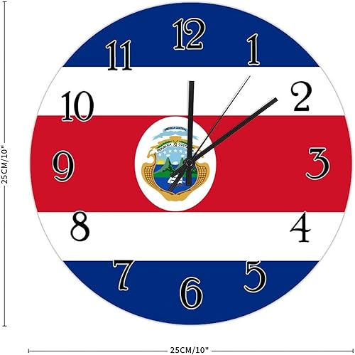 Miniatura 2 de Reloj de pared decorativo de madera con diseño de recuerdo de país de Costa Rica, reloj de pared silencioso de 10 pulgadas, reloj de pared redondo