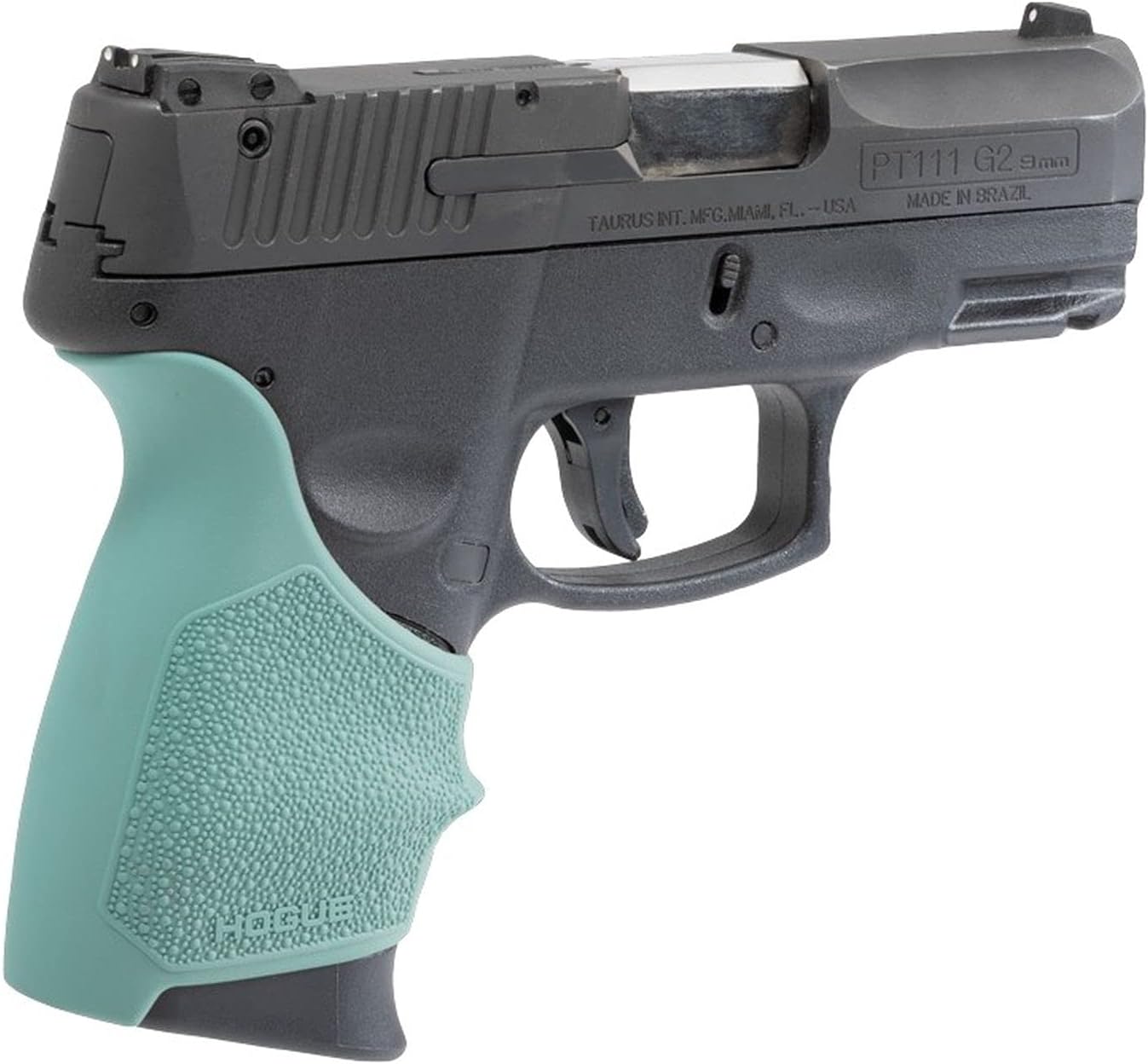 Hogue HandAll Beavertail Rubber Grip Sleeve for Taurus PT-111 Millennium G2, G2C, G3C, & G3XL, Aqua - 18514
