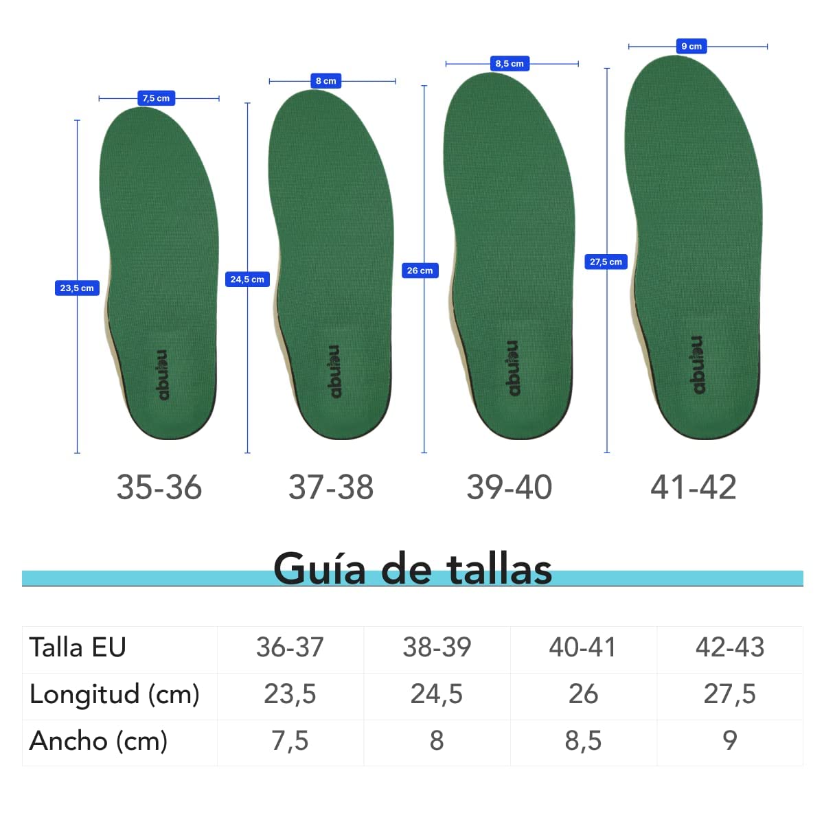Plantillas Fascitis Plantar Anatómicas Abubu 42-43