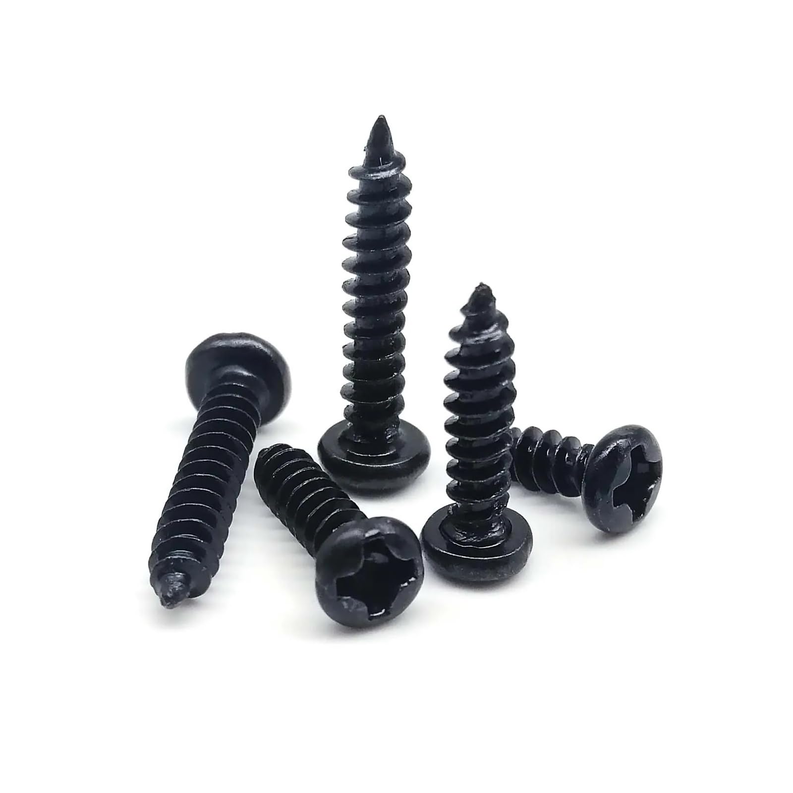 1 Kit Schwarz Stahl Pan Kreuz Rundkopf Selbstschneidende Holzschraube Mix M1 M1.2 M1.4 M1.7 M2 M2.6 M3 M4 Sortiment Set(Set D 2010pcs)
