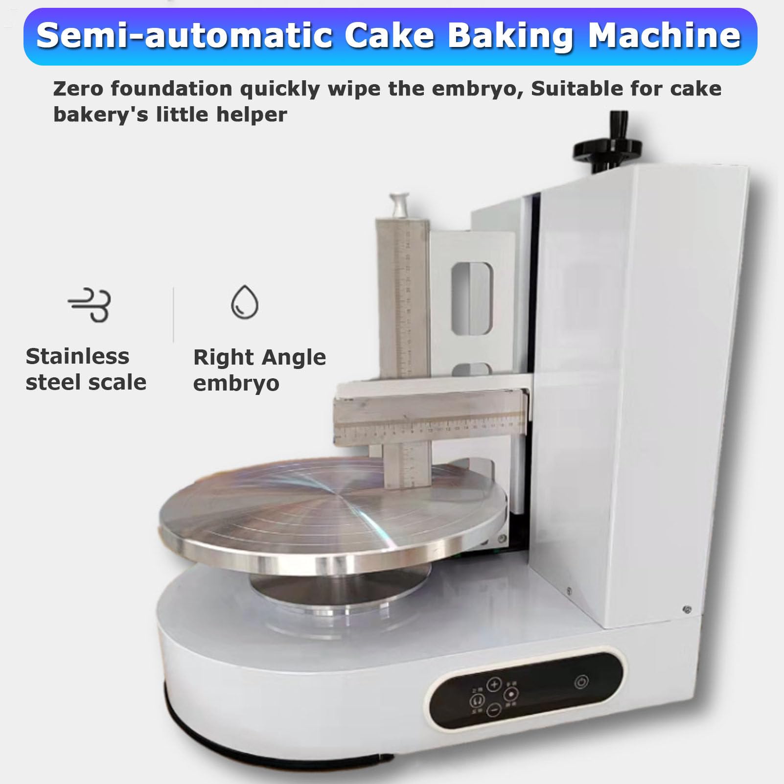 Machine de lissage de gâteau d'anniversaire Automatique Gâteaux de plâtrage en plâtrant la Machine à Remplissage de revêtement de crème, 4 à 12 Pouces en Rotation de Cuisson à pâtisserie,White