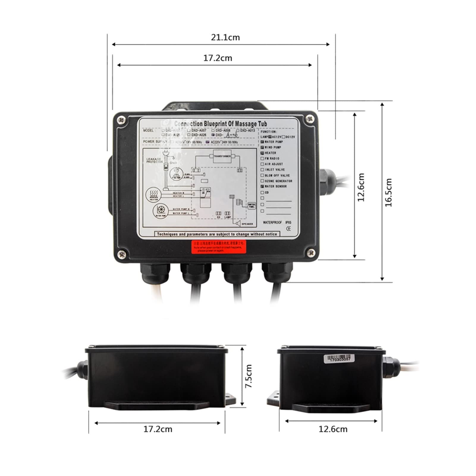 Sauna de Vapor, 1set Panel de Control Digital con LCD Pantalla SPA Combo Agua Masaje de Aire Bañera Bañera Controlador Kits