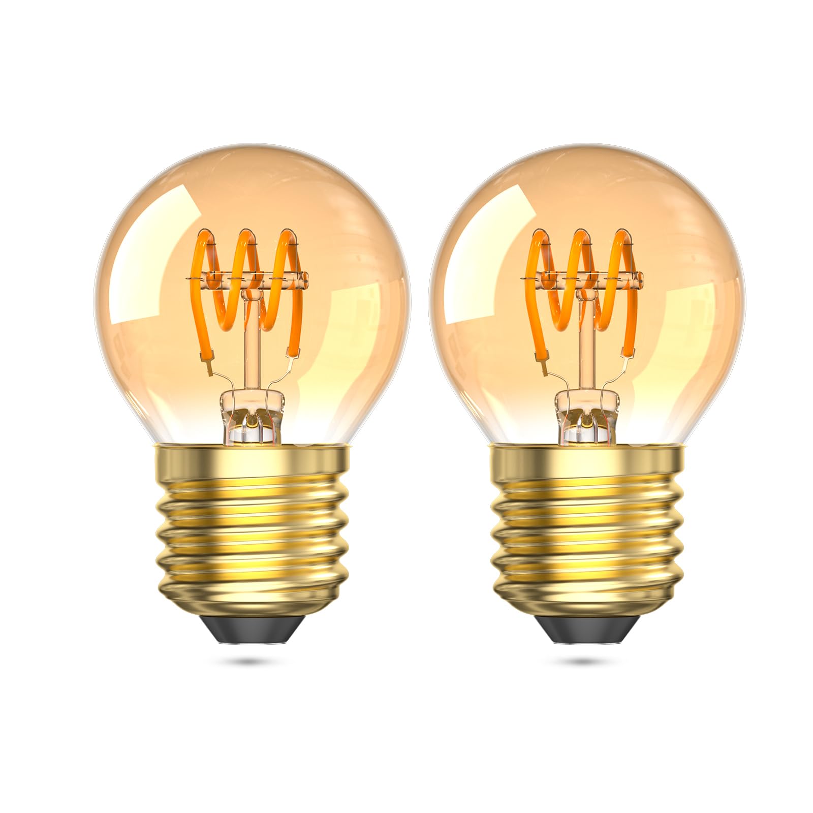 E27 Screw Light Bulb 2W Warm Light Bulb 2200K E27 Vintage Light Bulbs Amber, 2W E27 Screw Bulb 15W Halogen Equivalent, AC 220-240V Edison Screw Bulb, Non-dimmable, Pack of 2
