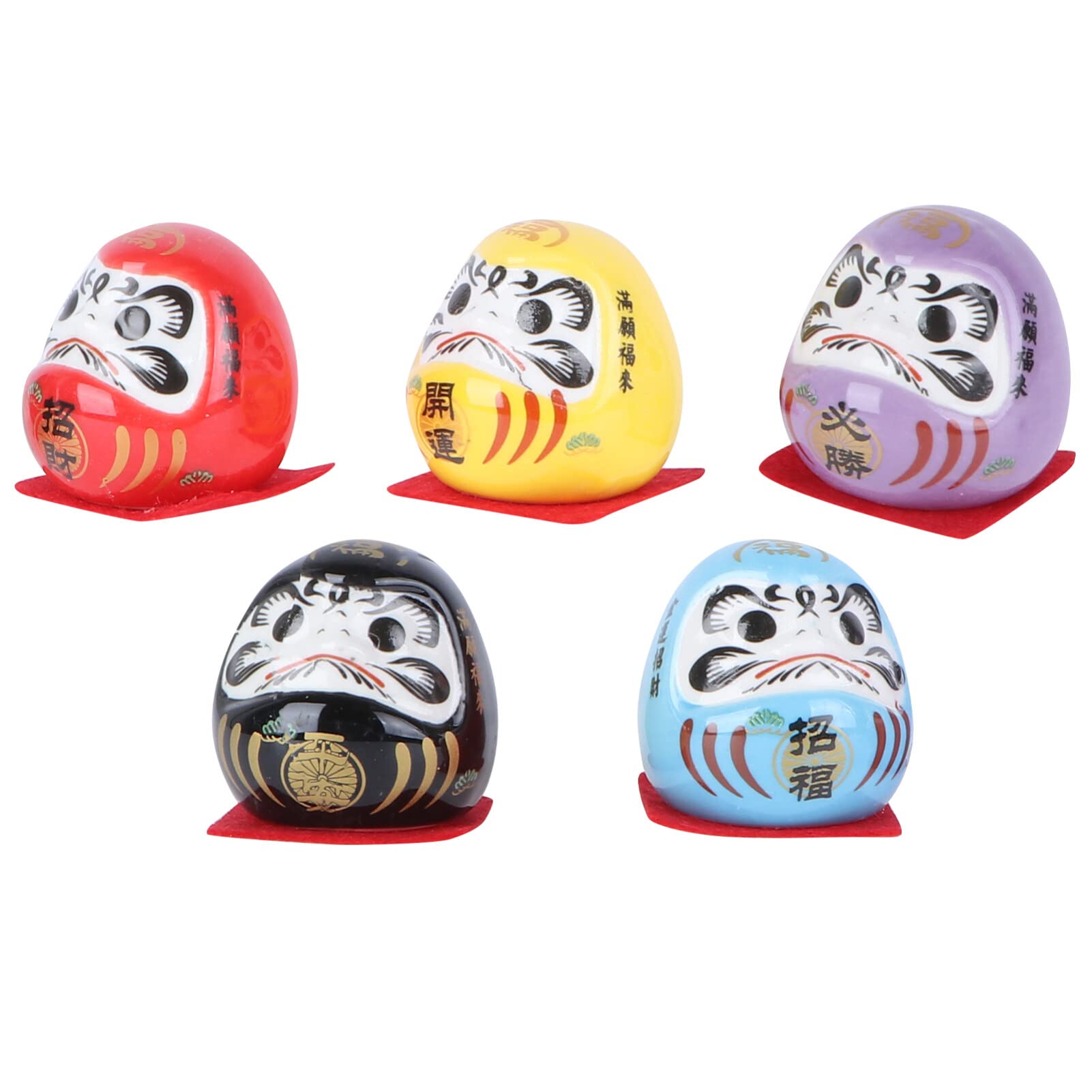HOMSFOU Daruma Figurine 5pcs Mini Daruma Japanese Daruma Ceramics Daruma Fortune Dolls Miniature Daruma Doll Ceramic Fortune Lucky Cat Miniature A Porcelain Daruma Doll