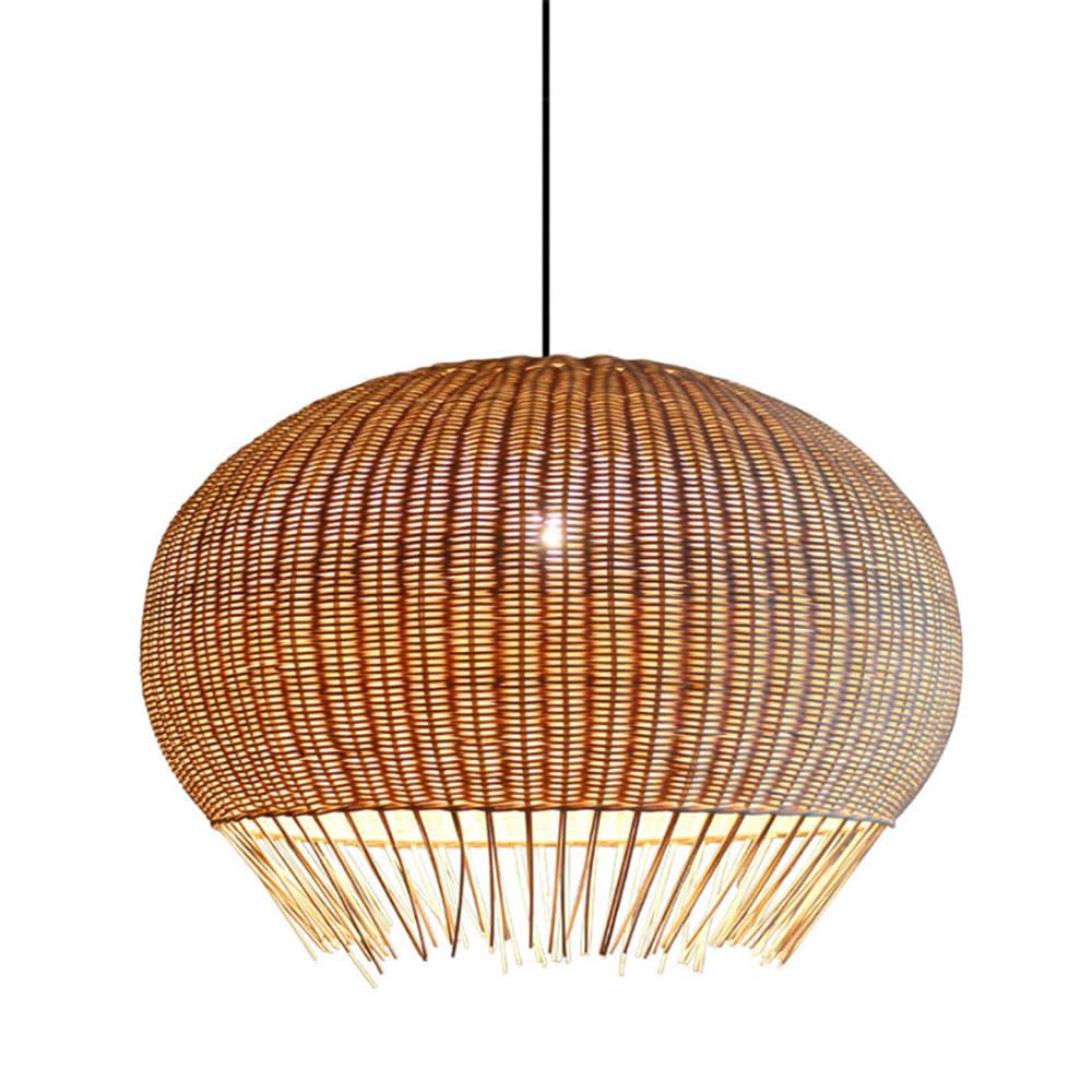 AYQJMD Rattan Large Pendant Light Fixture 19.7 Inch 1 Light Boho Style Hanging Lamp Handmade Woven Wicker Chandelier (E27 Base) for Indoor Living Room, Bedroom, Dining Room, Kitchen Island, Porch