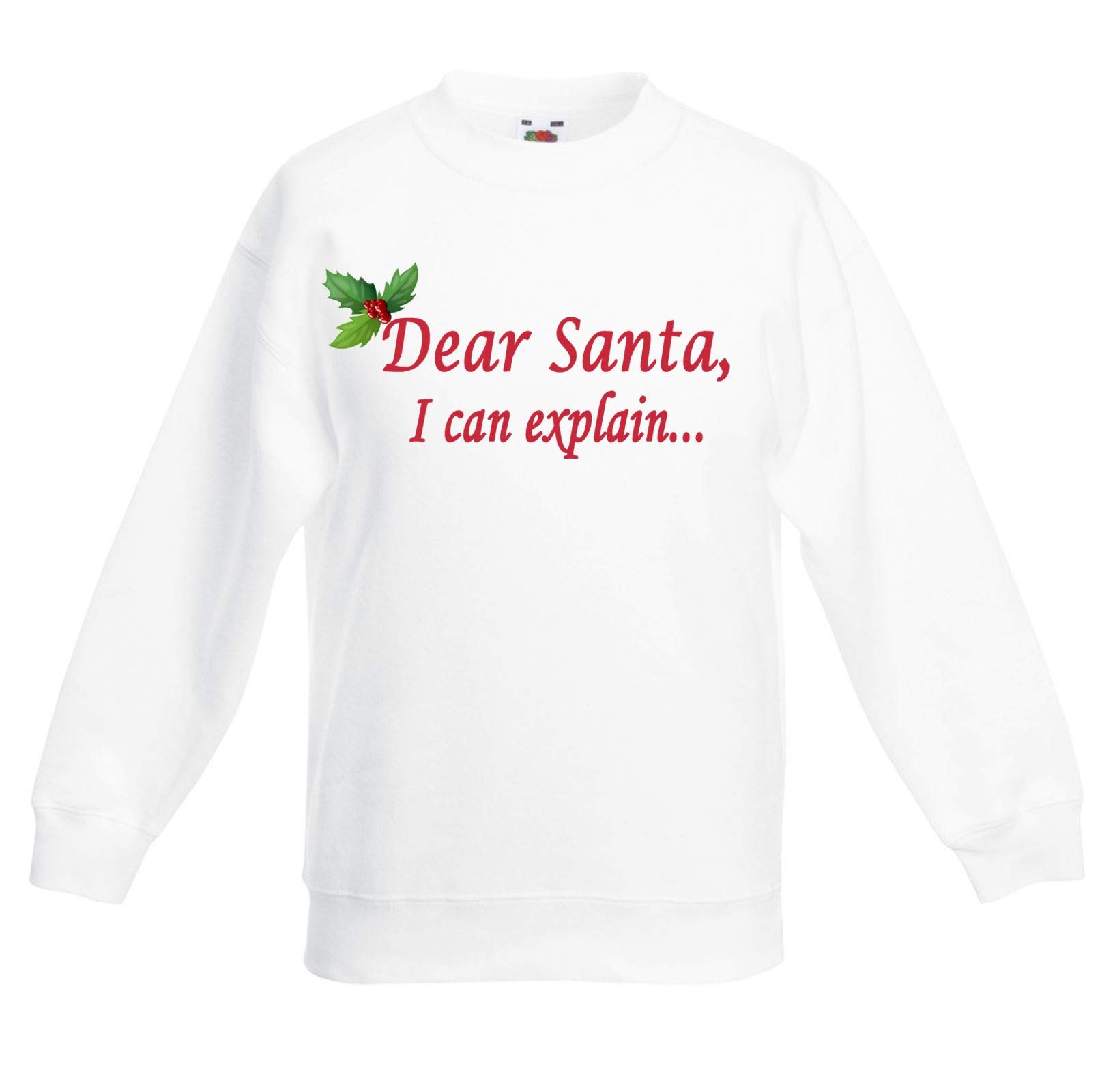 Tribal T-Shirts Dear Santa, I Can Explain. Christmas Funny Childrens Kids Sweatshirt Jumper (14 to 15, White)