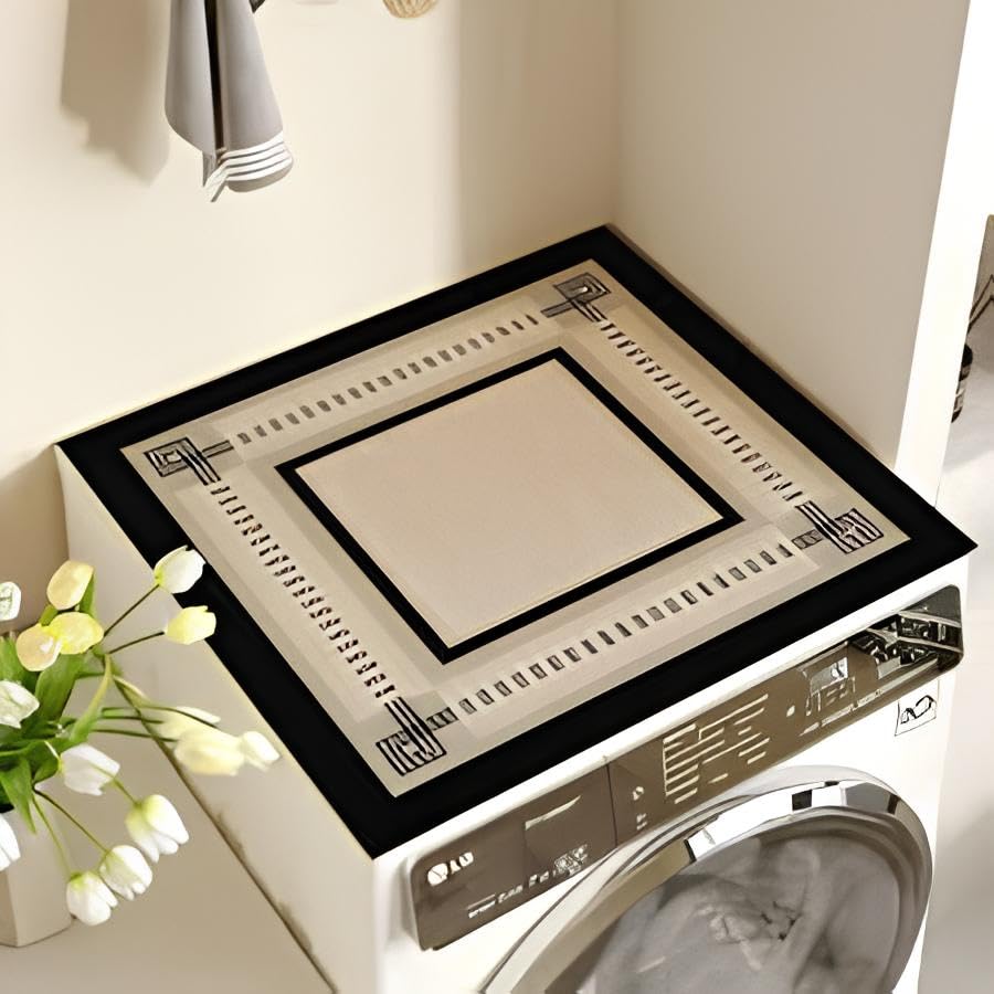 Image of Washing Machine Cover Mat | Super Water Absorbent Dish Drying Mat | Anti-Slip Washer & Drying Mat for Washing Machines | Dustproof Mat Cover for Laundry Room & Kitchen (60 x 60cm)