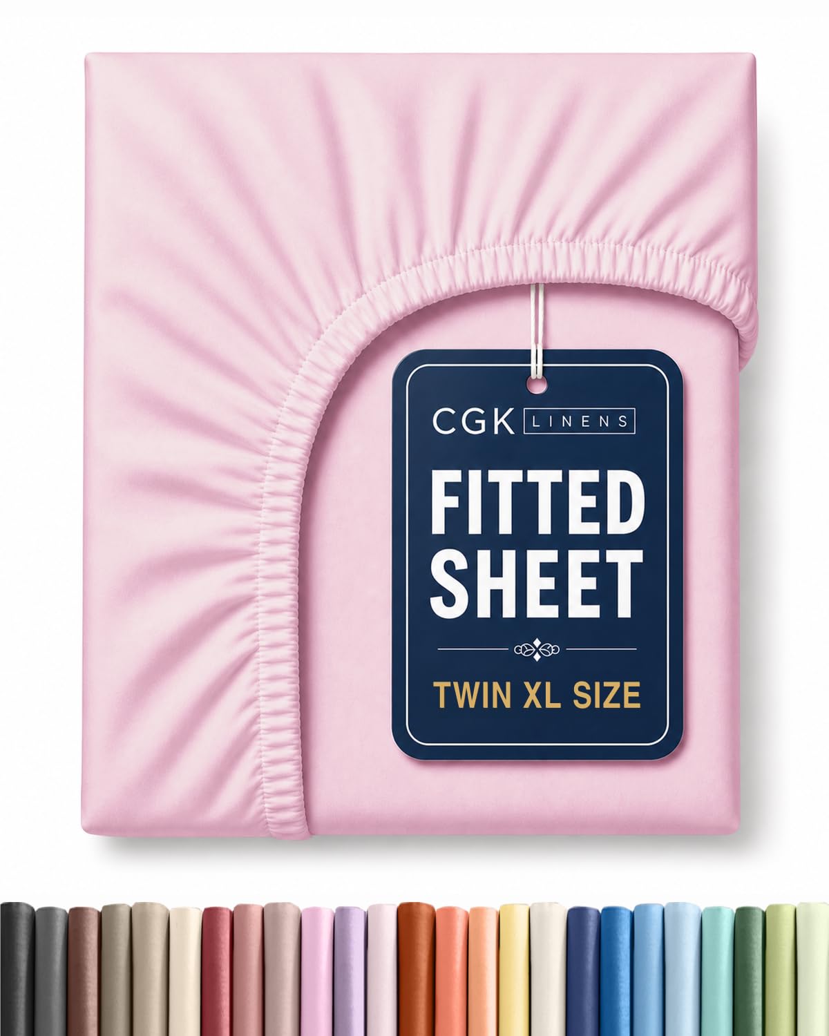 Twin XL Fitted Sheet - College Dorm Room Essentials - Light Pink