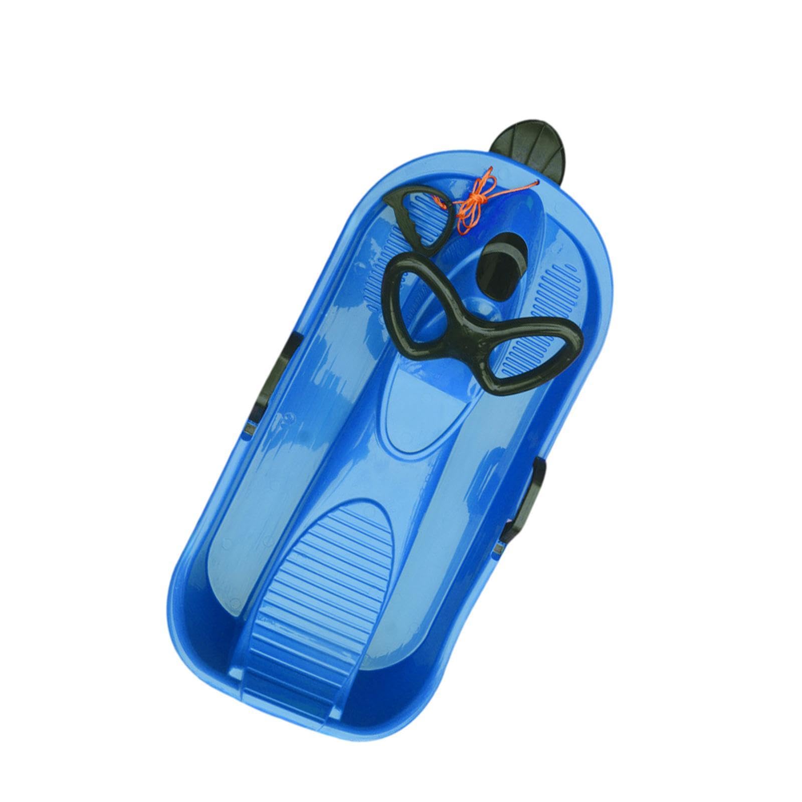 Menolana Kids Snow Sled Sledding with Steering Wheel and Brake Winter Toys Outdoor Sports Sturdy Grass Downhill Toboggan for Children, Royal Blue