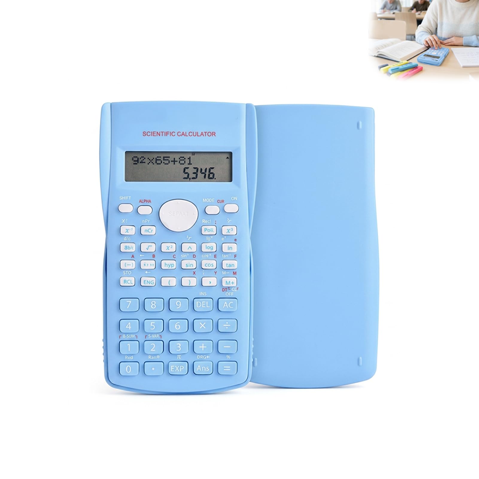 KK-82MS-D Portable Scientific Calculator Engineering Maths Statistics Calculator 240 Functions Blue Two Line Display Exam Approved for Students School College University Exams Office Use