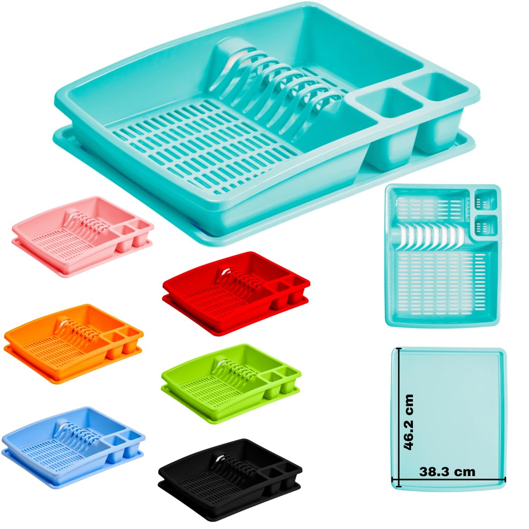 Buzztrove Large Size Premium Dish Drainer Rack with Removable Drip Tray – Multi-Color Sink Drainer, Draining Board Rack, Dish Drying Rack for Efficient Kitchen Organization — image 1