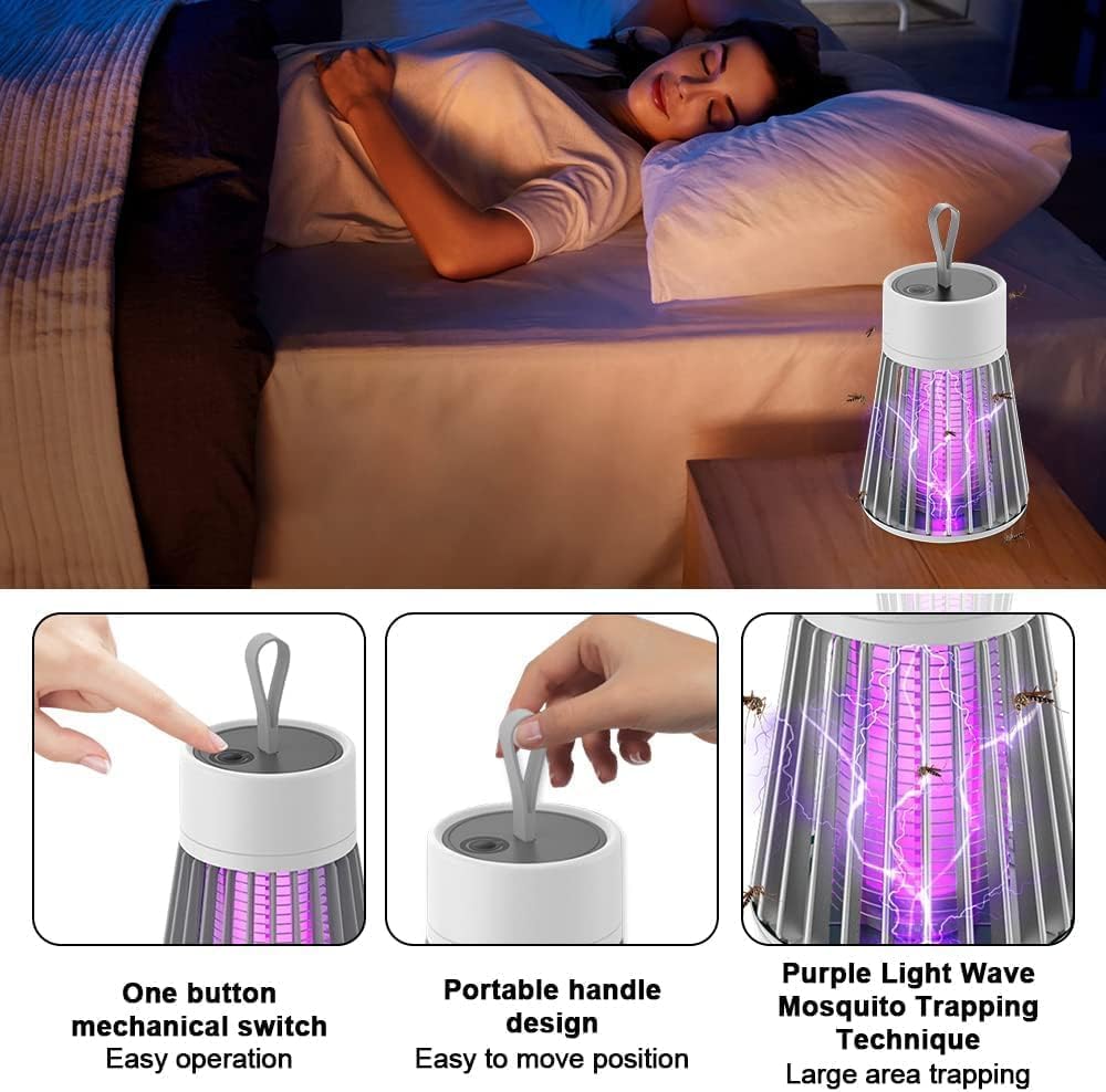 2026 Mozguard Mückenlampe, Upgrade Mozz Guard Zapper, Tragbarer Mückenvernichter mit USB-Aufladung, 2-in-1 Mückenvernichtungslampe für Zuhause, Camping und Garten (Grau-3PCS)