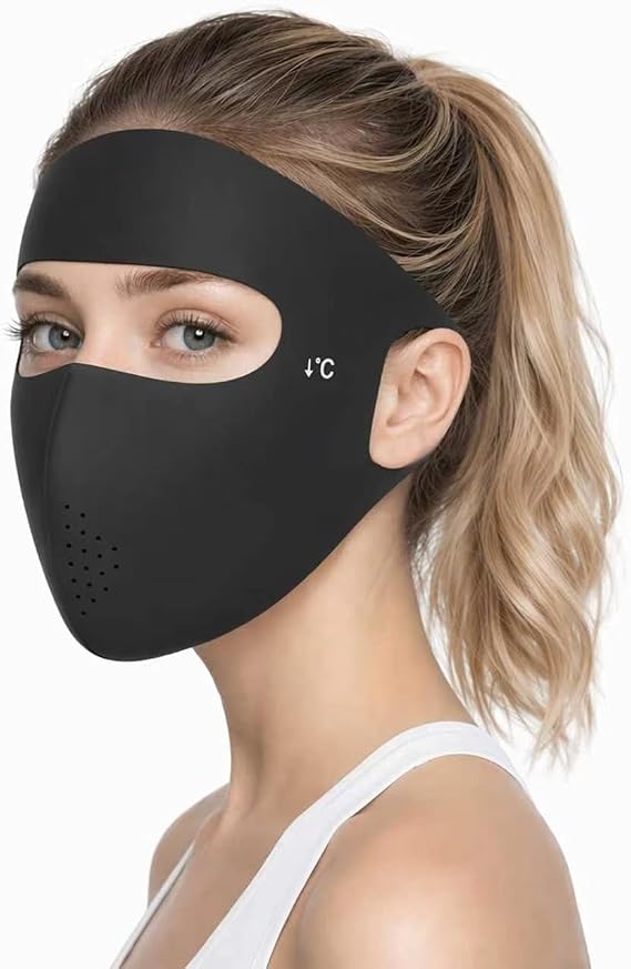 UPF 50+ Full Face Mask UV Protection Full Face Sun Shield, Breathable Cooling Ice Silk Summer Face Mask for Women Men