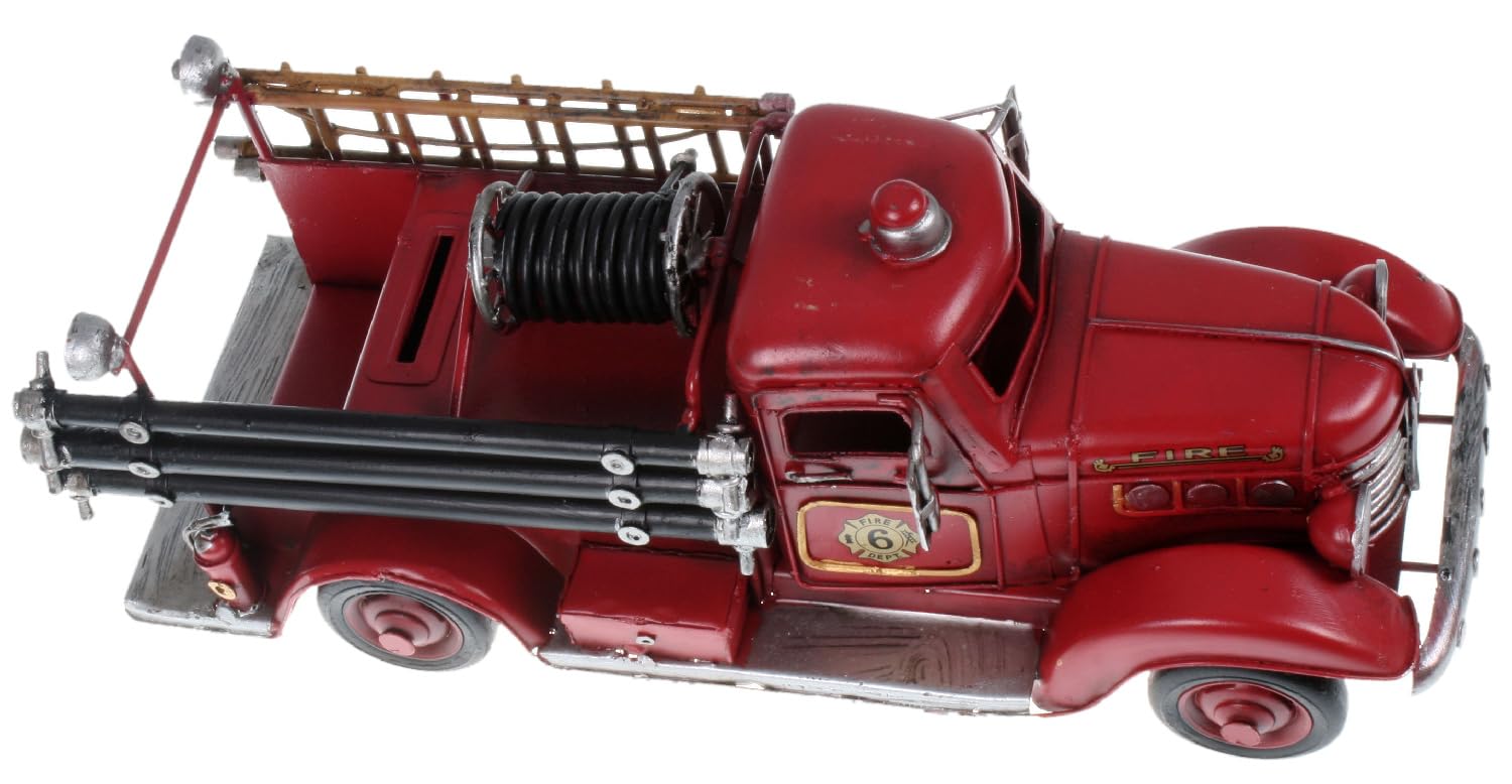 Unbekannt Feuerwehr Auto Metall 30 cm mit Spardose Oldtimer Nostalgie Blech Löschwagen Modell Wagen LKW