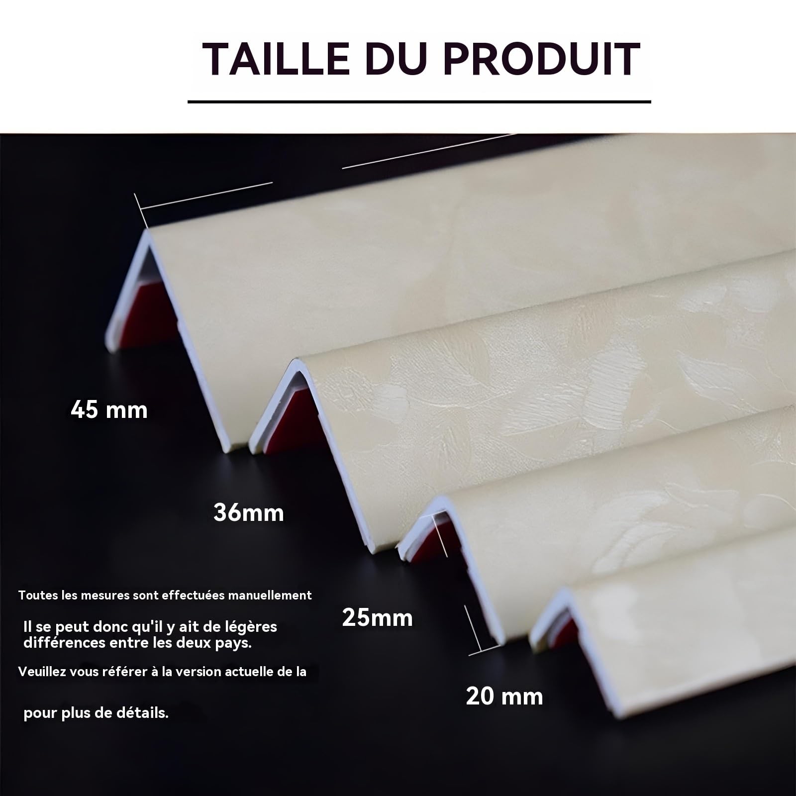 PVCProtector Lot de 3 protections d'angle adhésives pour mur et fourrure - 90 cm - Protection contre les chocs pour cuisine et maison (Opt 4, 20 x 20 mm)
