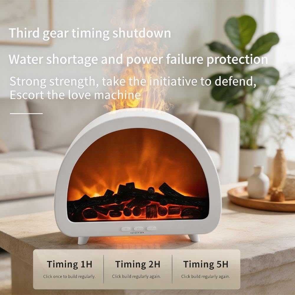 Diffusore di Oli Essenziali Caminetto, Fuoco Finto con Telecomando e Timer