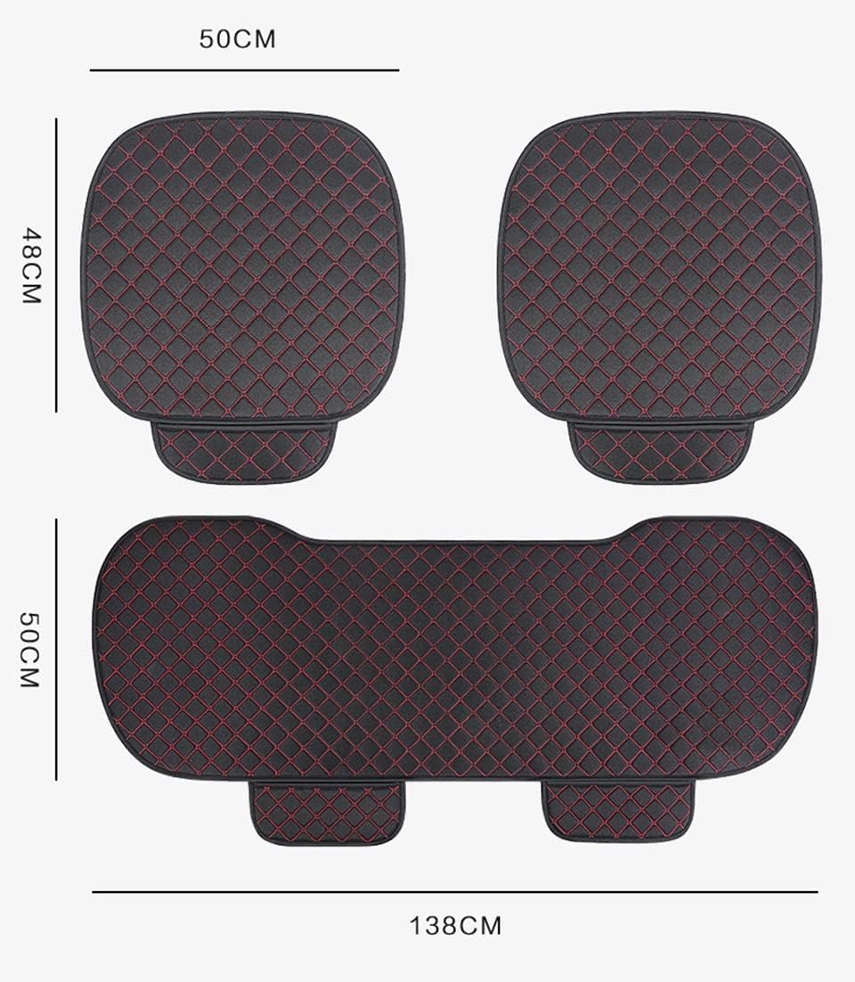 Lupex Coprisedile 3 pezzi Universale Auto PVC Nero Rosso Protezione Sedile Anteriore Posteriore
