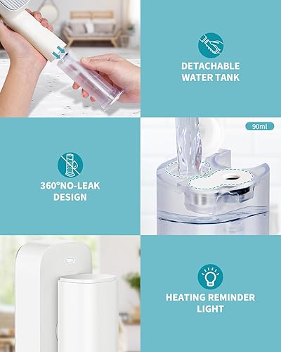 Miniatura 8 de Vaporizador de viaje para ropa, vaporizador portátil y plancha 2 en 1, mini vaporizador de ropa de tamaño de viaje, solo 1.3 libras, calentamiento