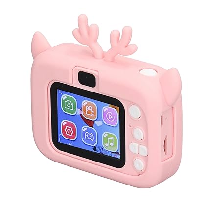 Children Digital Video Camera, 1080P Recording Kids Camcorder Toy 2in Display USB Charging 20MP Automatic Color Adjustment for Playing (Pink Yellow)