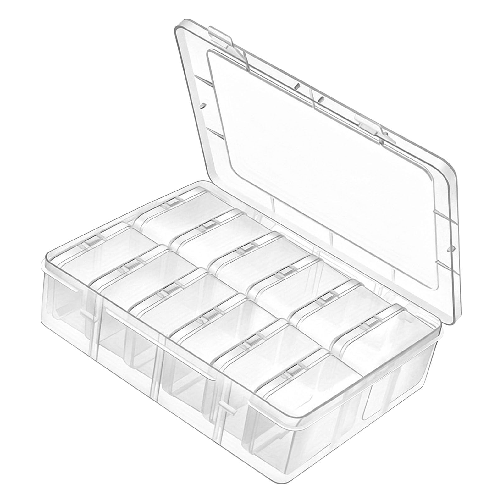 Clear Bead Storage Case with 12 Compartments, Organizer Box for Jewelry Findings, Manicure, Sewing Notions and Hobby Supplies Small Craft Case Bead Holder Clear Container Sewing Notions Makeup