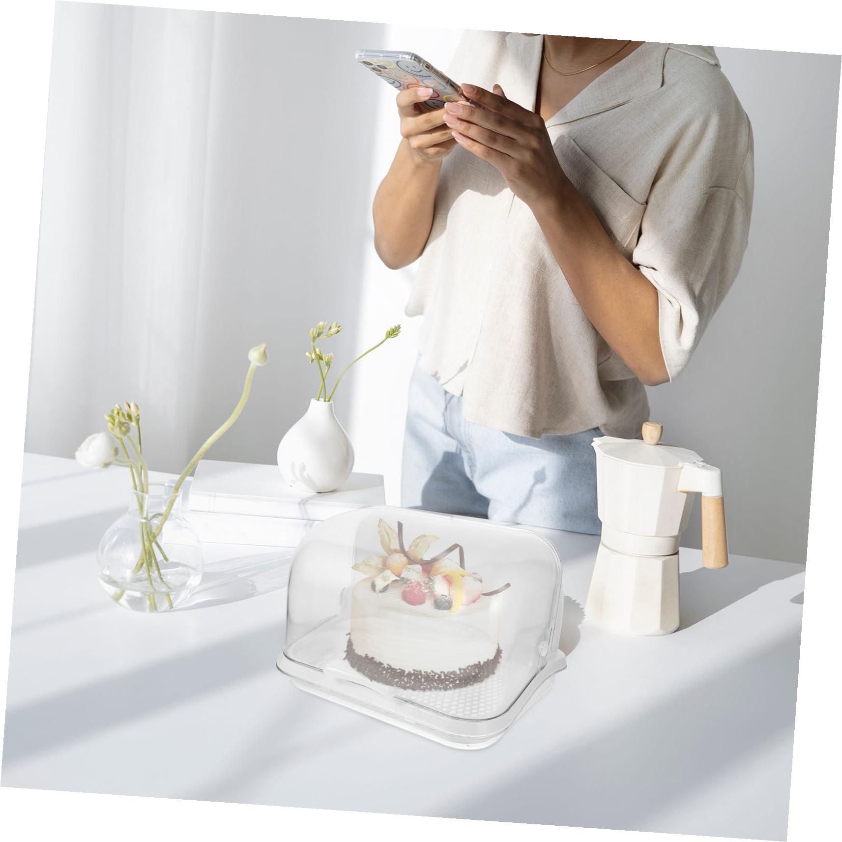 Boîte D'égouttage pour Biberon en PP Blanc, Rangement | 1 Pièce, pour Vaisselle et Bouteilles de Lait, Couvercle Relevable, Format Compact
