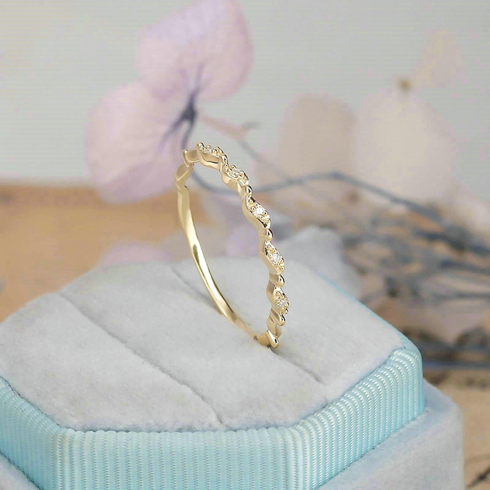 Pierścionek dla kobiet, złoty, 18K Infinity Band z okrągłym pierścionkiem moissanite, dla kobiet, złoty