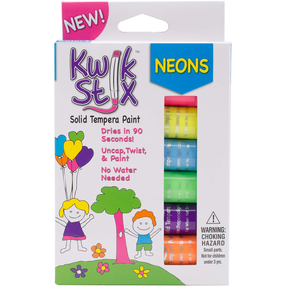 The Pencil Grip Kwik Stix Tempera Paint 6/Pkg-Neon