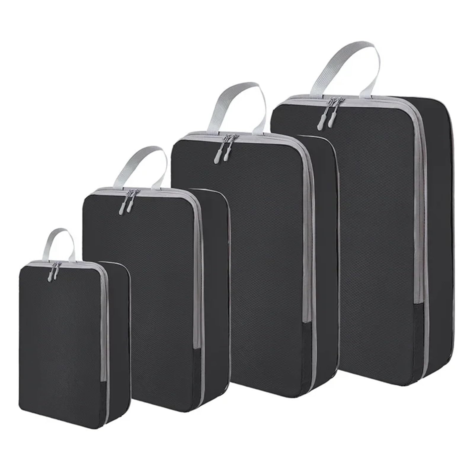 Packwürfel Wasserdichtes Kompressions-Aufbewahrungstaschen-Set aus Mesh-Nylon-Organizern for Reisen, Camping und Zuhause, Schrank, Gepäck, Packwürfel(Black)