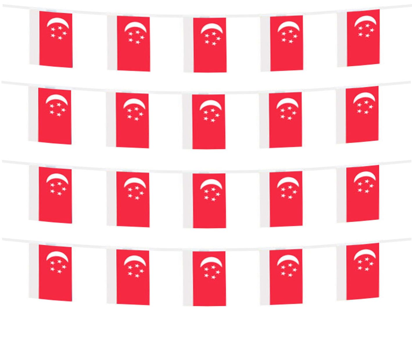 FFILL 20 Feet 20 Flags Singapore Banner Flag , Singapore Mini Flag Small Banner, for Party, Shops and Bars Decorations, And International Day Celebrations .Asian Country-Themed Flags -29 Countries To