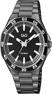 ساعة Q&Q للرجال بسوار ستانلس ستيل اسود QZ82J412Y، رقمي تناظري