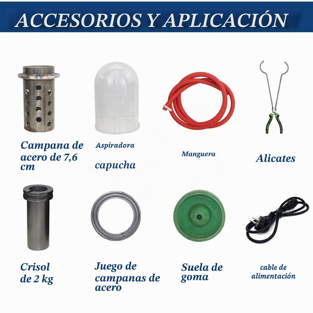Máquina de fusión y fusión al vacío, pantalla digital, refinación a alta temperatura, herramienta de fundición de joyas de metales preciosos de 1/2 HP, horno de fusión de oro de 2 kg