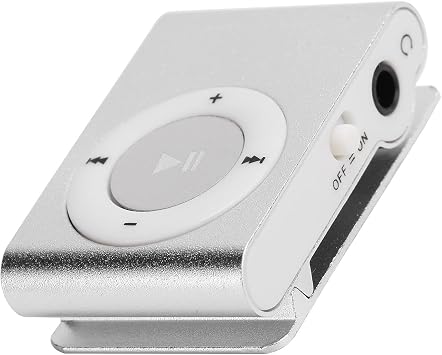 Mini MP3 Player, Portable Digital Music Media Player, Mini MP3 with Back Clip, Player with Earphone and USB Cable, up to 5H Playing Time, Support Memory Card Silver