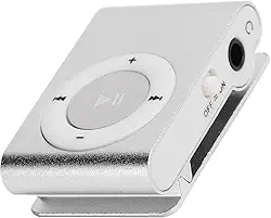 Mini MP3 Player, Portable Digital Music Media Player, Mini MP3 with Back Clip, Player Com Fone de Ouvido e Cabo USB, até 5H Play Time, Support Memory Card (Prata)