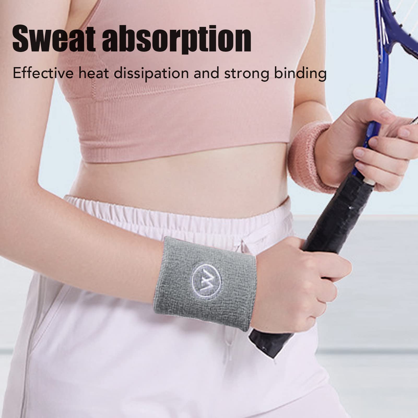 Fascie Da Polso Per Sudore - 2 Pack In Cotone, Per Sport E Palestra, Unisex - Foto 5