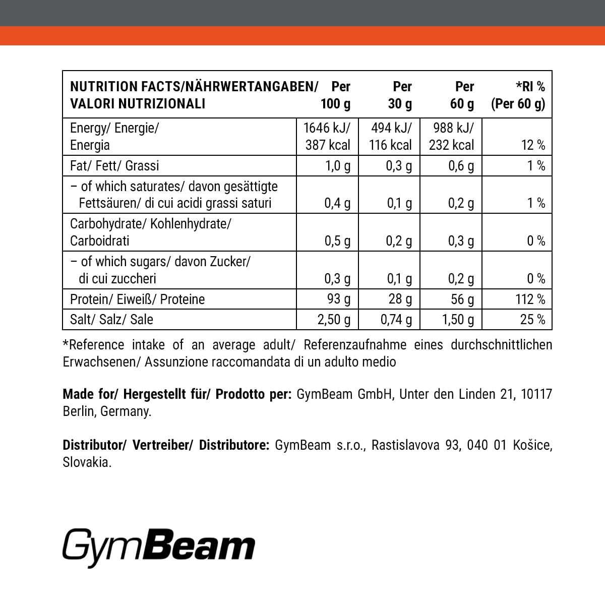 GymBeam Rinderprotein – Rinderproteinpulver mit über 90% Protein, leicht verdaulich, laktosefrei, geringer Zucker- und Fettanteil, alternative Proteinquelle für Sportler (1000 g, Salted Caramel)