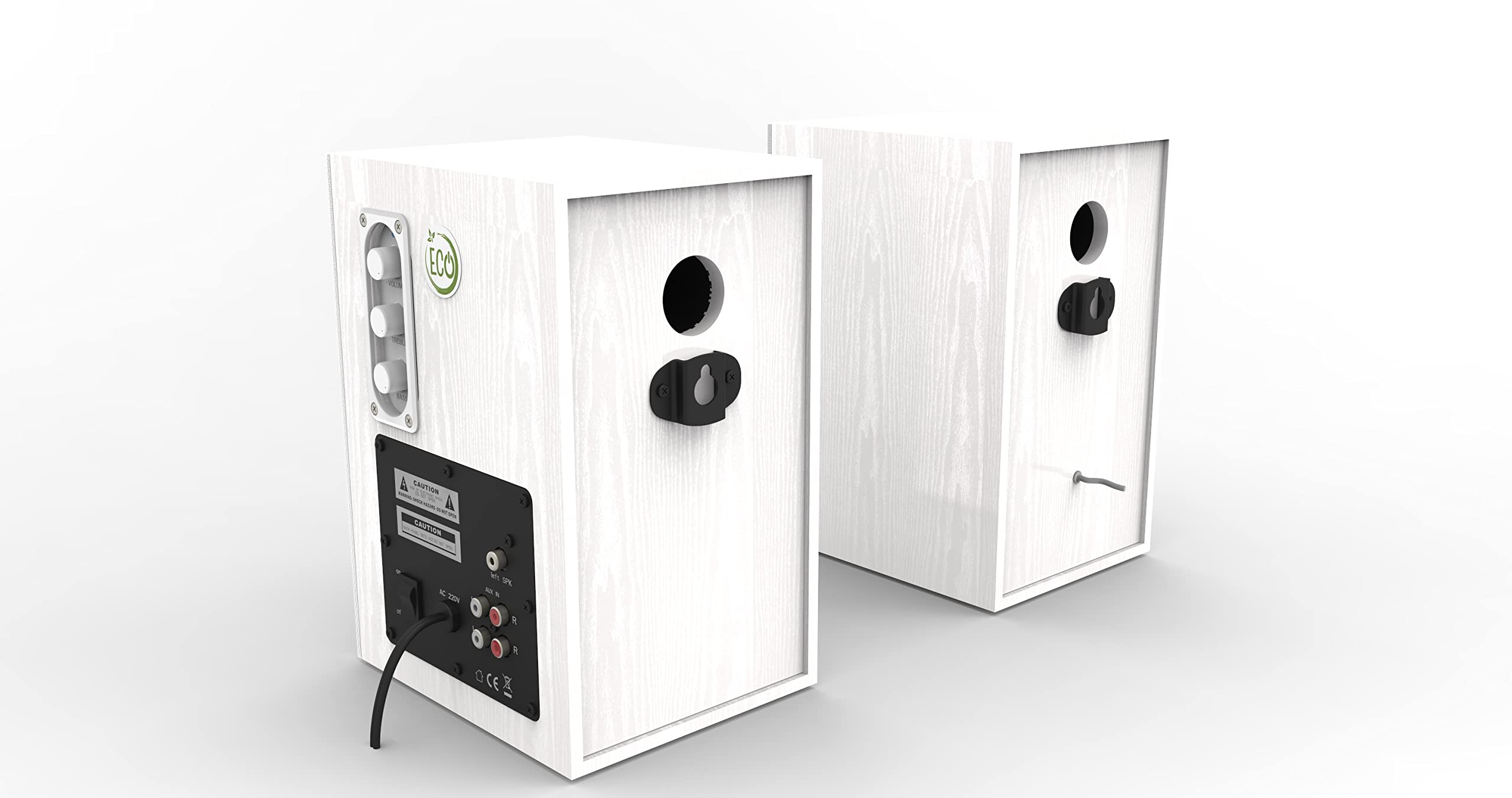 Sistema Audio Empire ECO-100 PLUS White, 100 Watt, con funzione Risparmio Energetico, staffe da parete, amplificato.