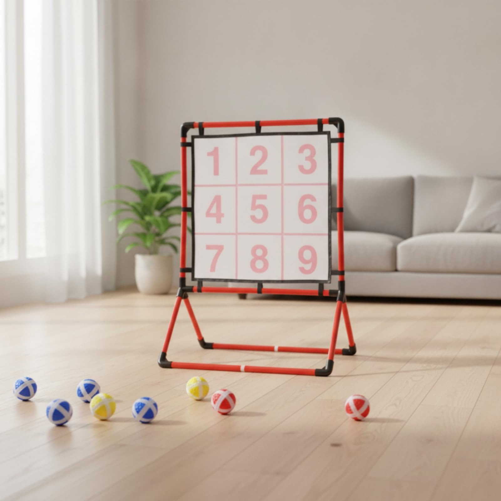 Juego de Lanzamiento Infantil Juego de Dianas Tablero Marco Libre con Objetivo Colorido y Numerado para Puntos Pelotas de Espuma Adecuado para