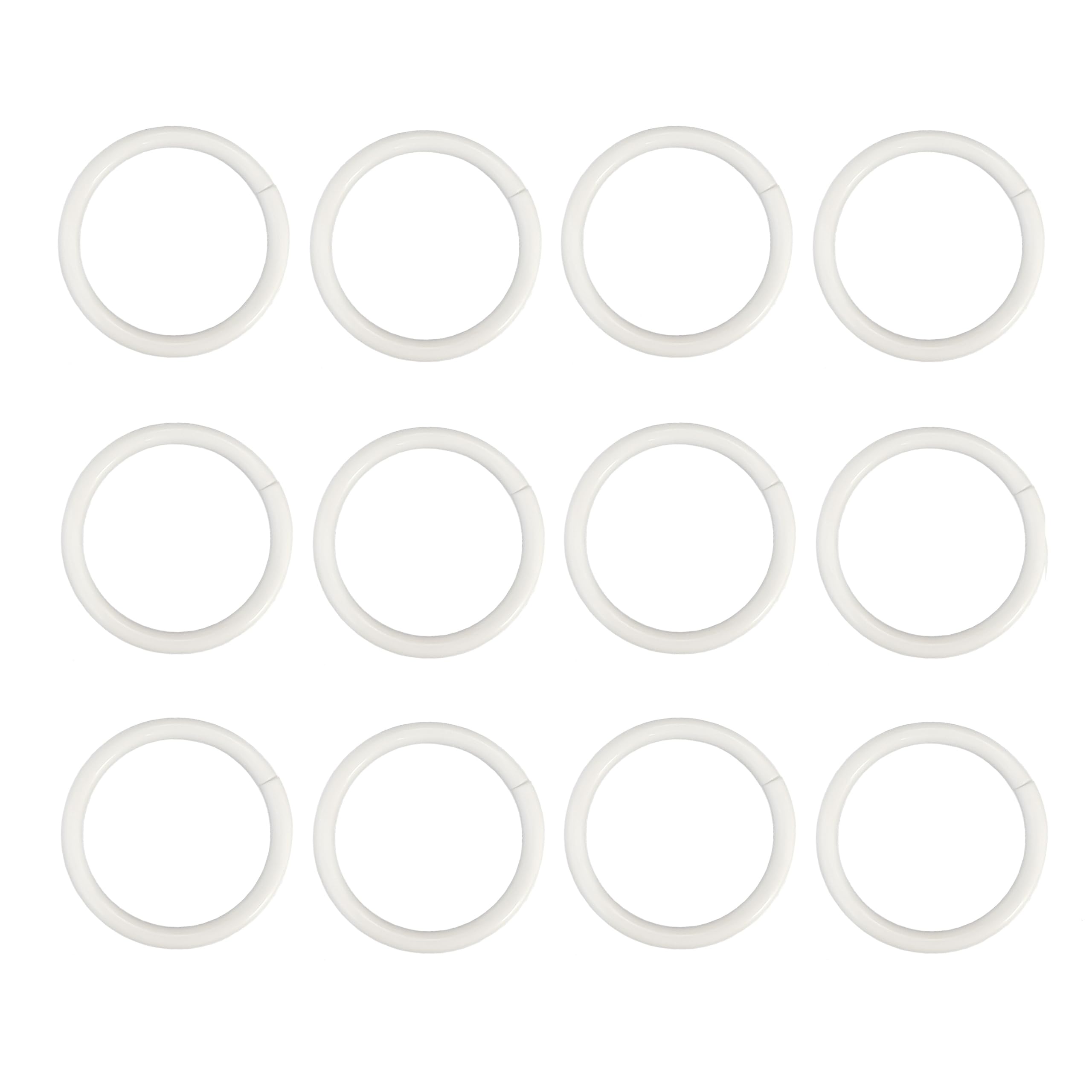 Lot de 12 Anneaux de Rideau de Douche, Crochets de Rideau de Douche en Plastique, Ronds décoratifs à Fermeture Facile à Clipser, Tringle de fenêtre de Salle de Bain (Blanc)