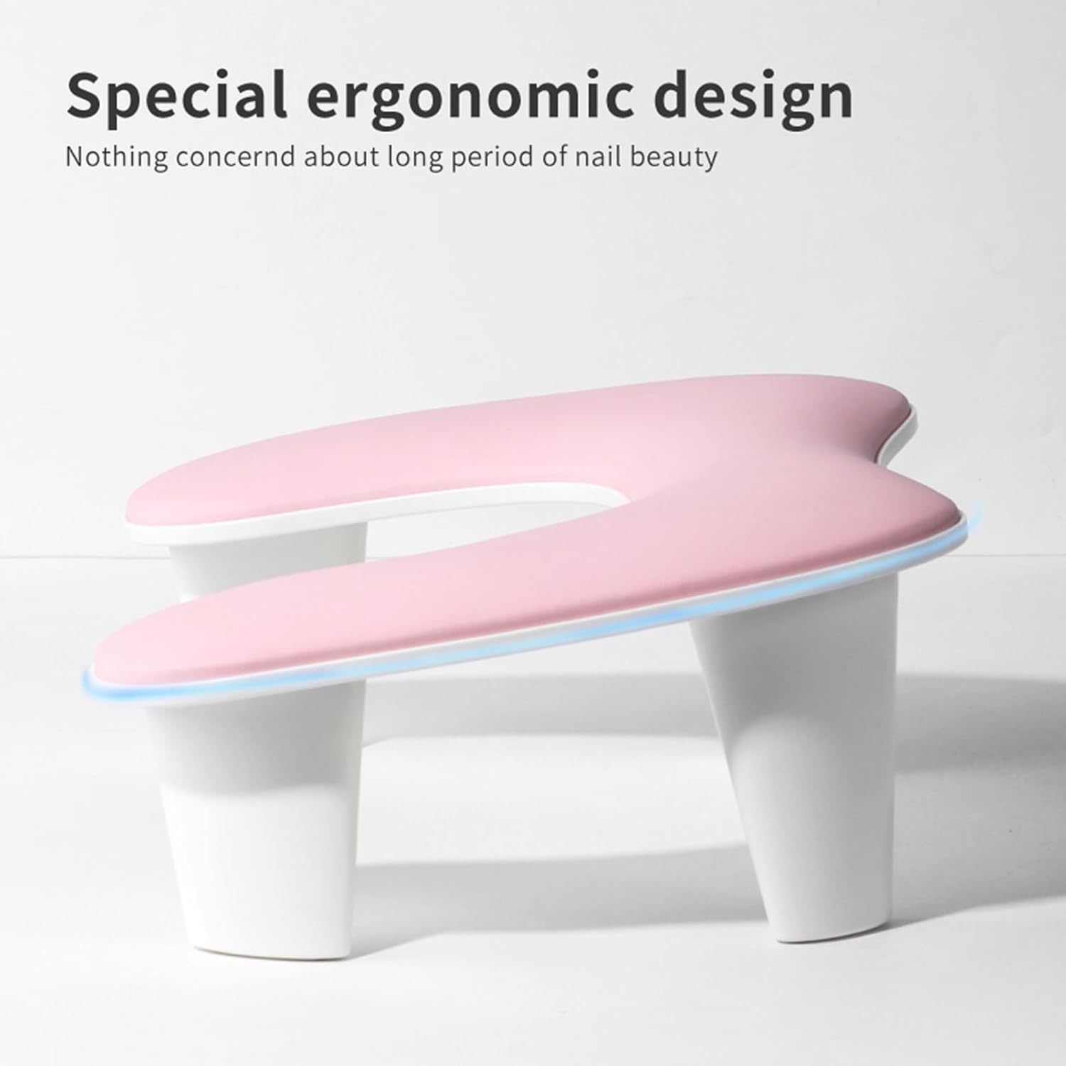 Manicure Pillow Nail Rest Cushion U - shaped Hand Stand with Inclined Design and Removable Stands for Comfortable Nail Art - PU Leather Material, Portable and Durable for Salon (Pink)