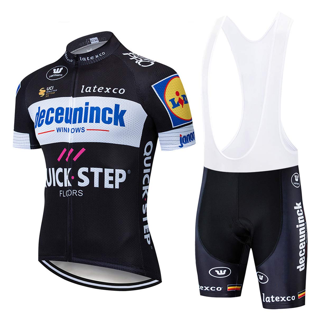 HBICYLEHMen's Pro Summer Cycling Clothes, Short Sleeve Cycling Jersey and Bicycle Braces with 5D Gel Padded