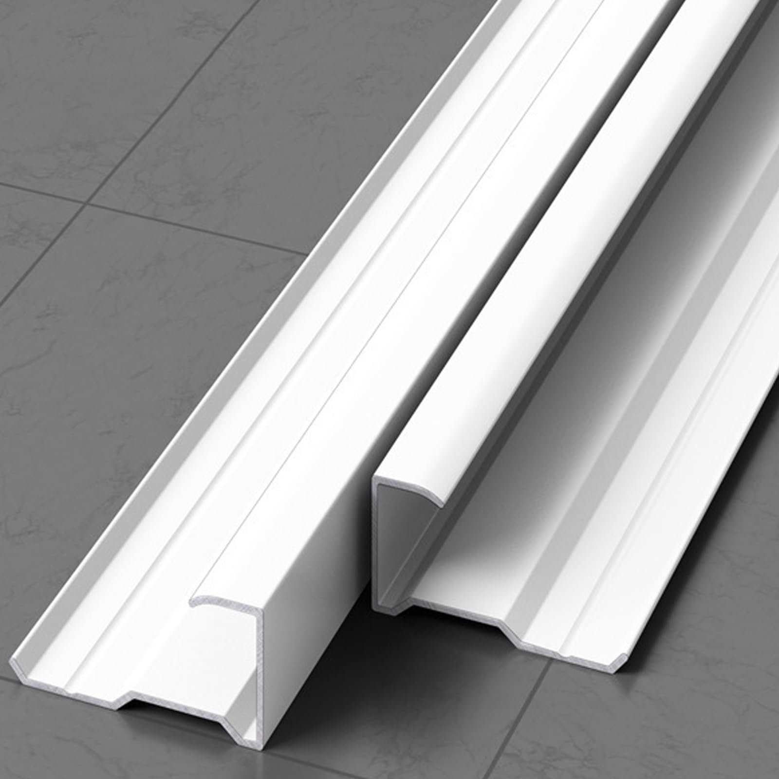 Joint de sol en aluminium blanc 0.26in : moulures décoratives durables pour portes x3