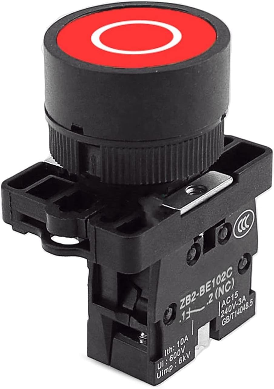 Interruptor de botón XB2 de reinicio automático de 22mm contacto 1NO 1NC color rojo 8